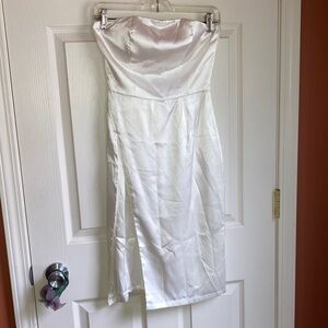 NWT Meshki Strapless High Slit Dress Cocktail Formal Wedding White sz XSmall